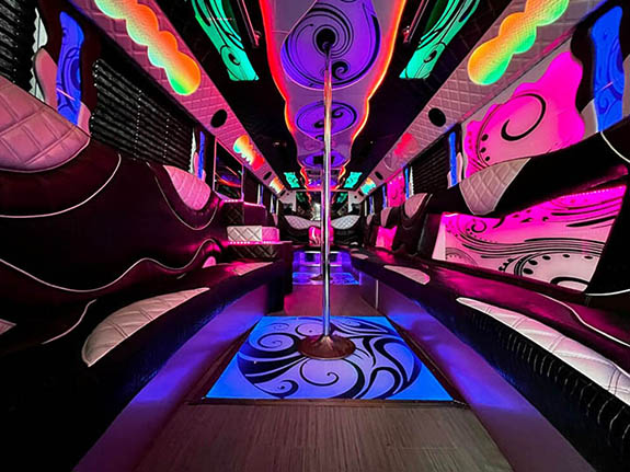 dance pole on party bus