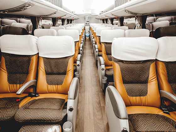 spacious luxury coach bus interior